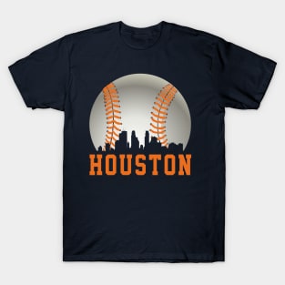 Vintage Houston TX Downtown Skyline Baseball For Gameday T-Shirt